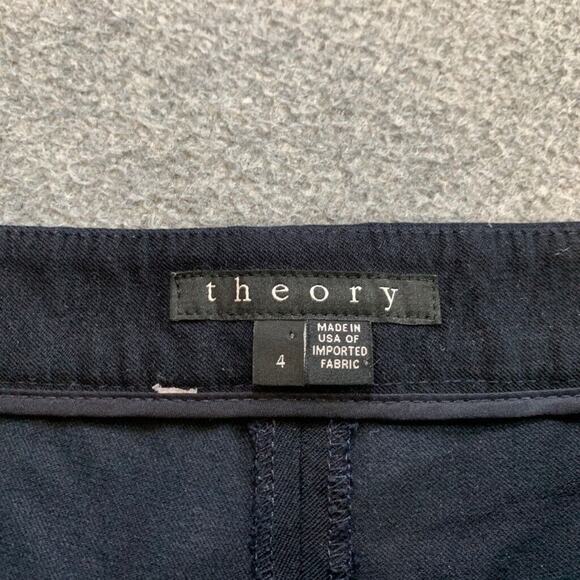 Theory Trousers Womens 4 Indigo Adalwen Jetty Slim Zip Pocket Flat Front Slacks - Picture 6 of 11